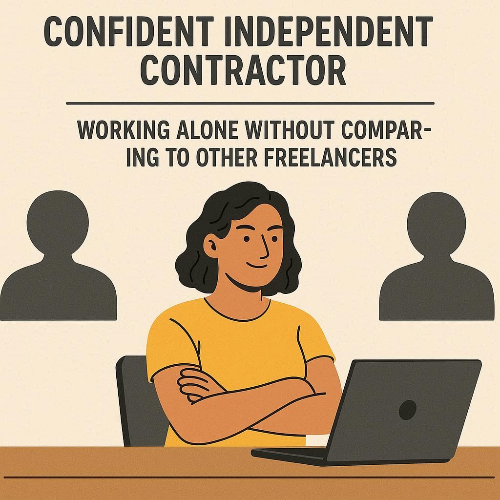 Entrepreneur indépendant confiant travaillant seul sans se comparer aux autres freelances